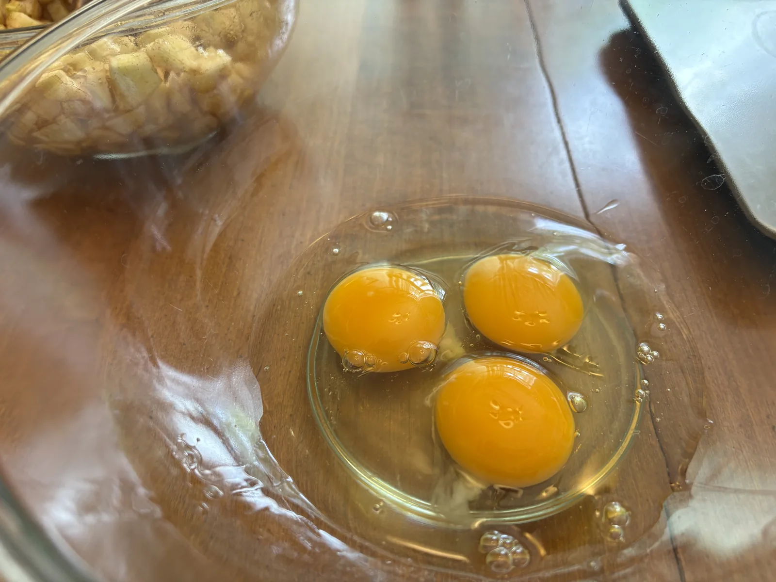 3 eggs in a bowl