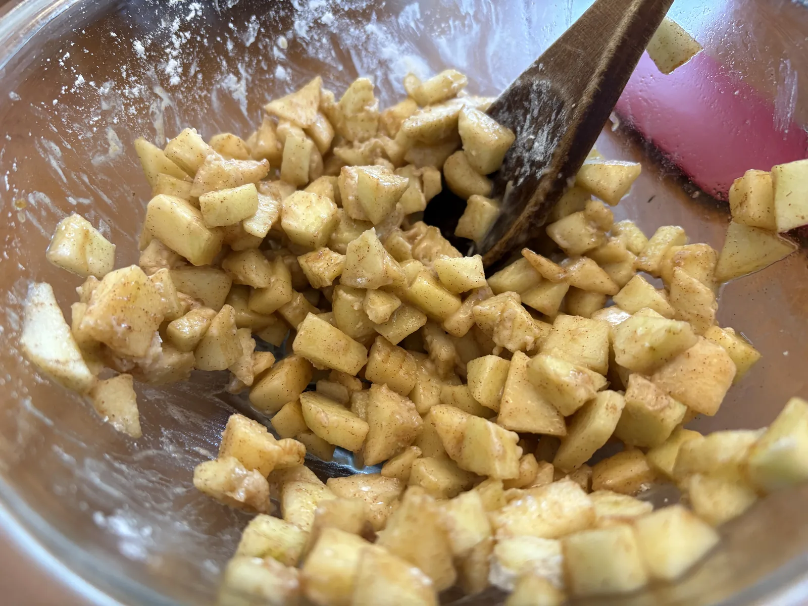 after adding flour to apples