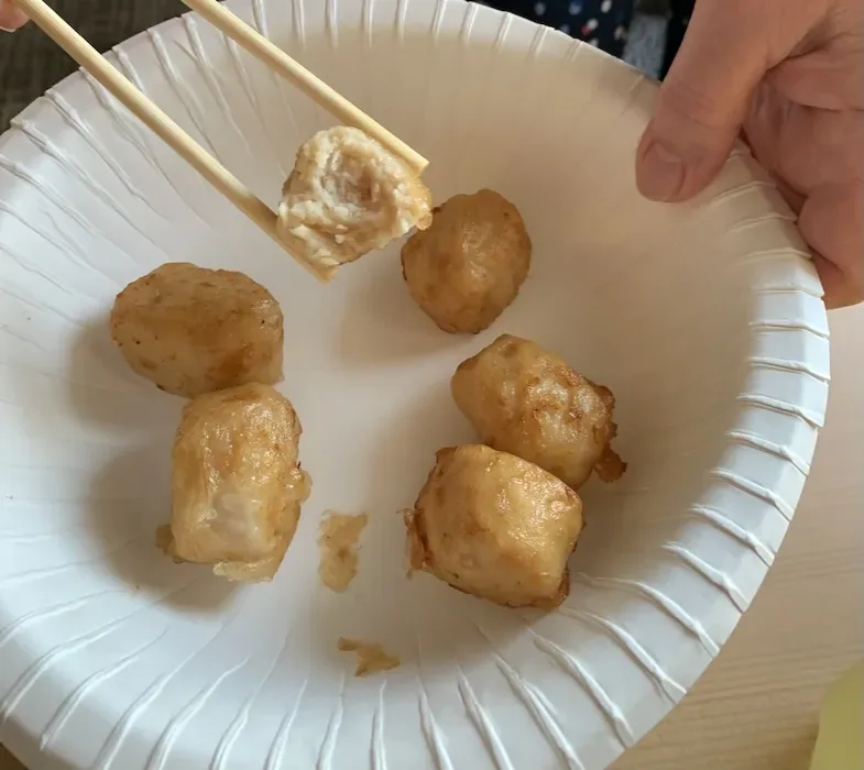 ajinomoto gluten free chicken kaarage meatballs on a plate