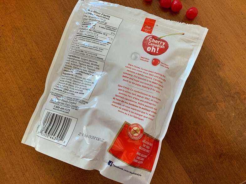 back of the cherry canadian eh candies