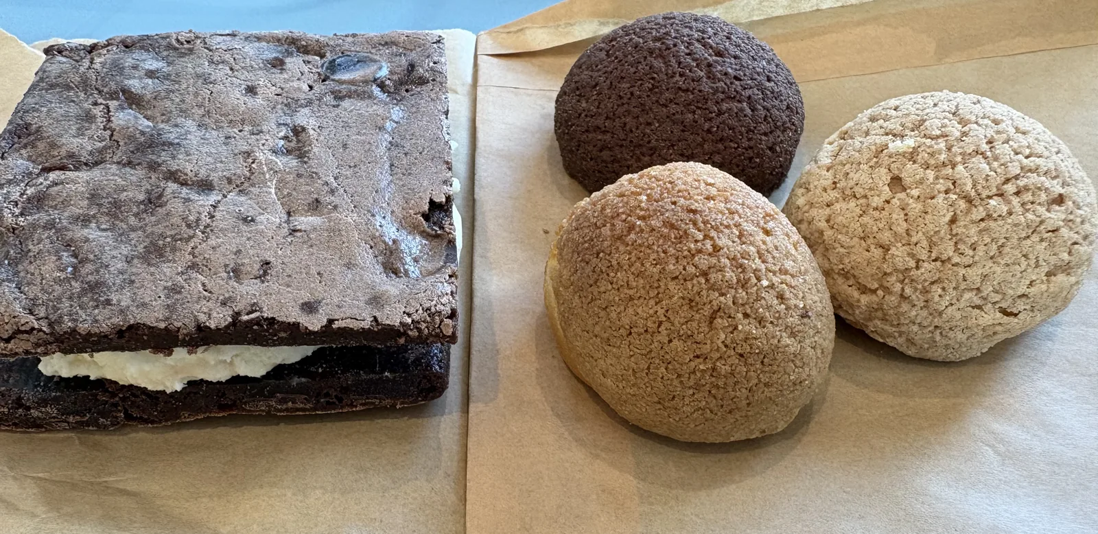gluten free Lovely Ice Creams brownie sandwich and cream puffs