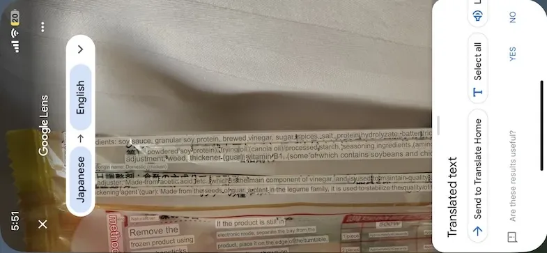 ingredients list using google translate japan gluten free chicken karrage meatballs