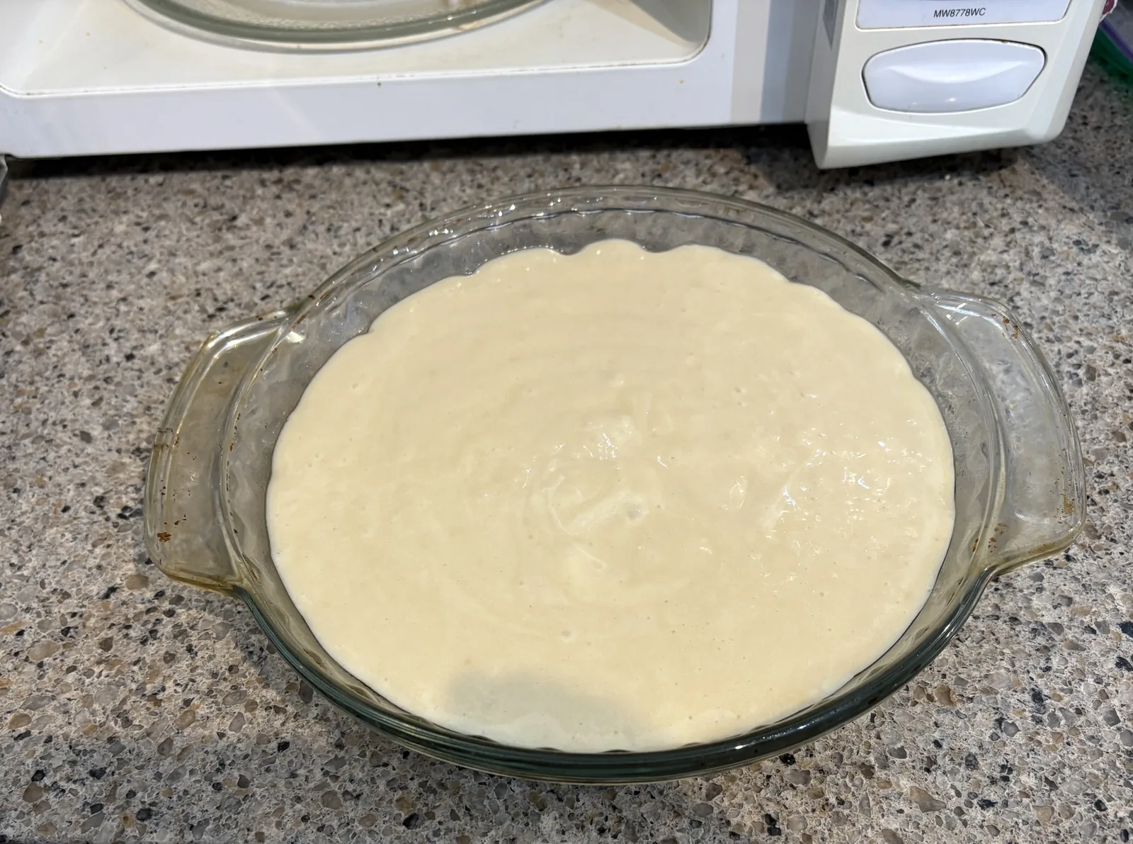 microwave cake ready to go into the microwave