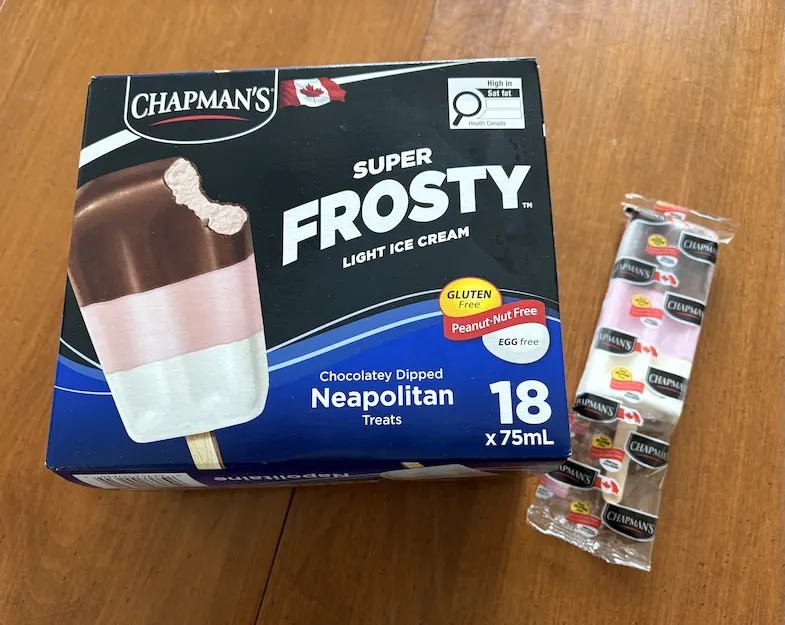 Box of Chapman's Gluten-free Neapolitan Frosty Treat