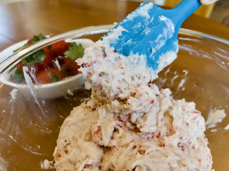 batter in bowl with spatula