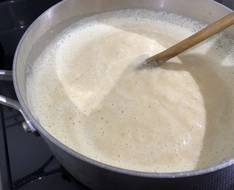 Pureed soup in a pot