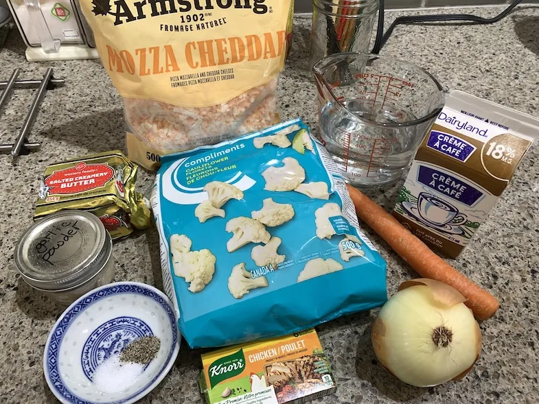 Gluten-free cauliflower soup ingredients