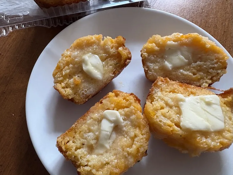 gluten-free keto cheese biscuits cut in half