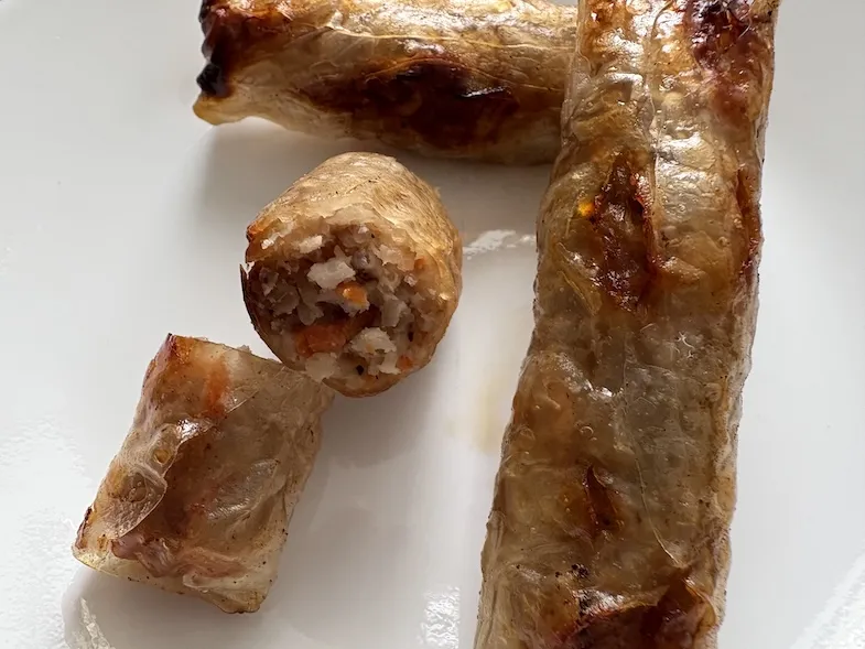 gluten-free spring rolls cut in half