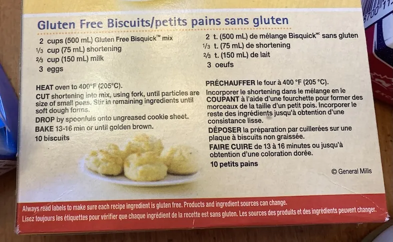 gluten-free Bisquick recipe on box