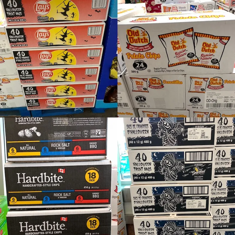 gluten-free Halloween potato chip selection collage