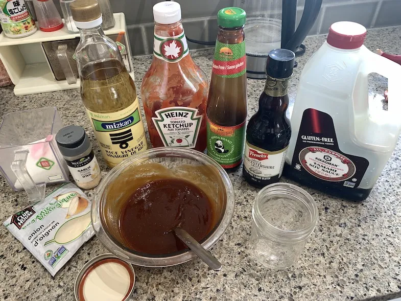 ingredients used for my homemade gluten-free Okonomiyaki sauce