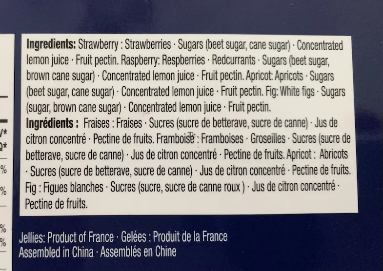 ingredients list