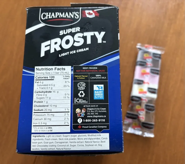 Chapman's Neapolitan Gluten-free Frosty Bar Treats Ingredients List
