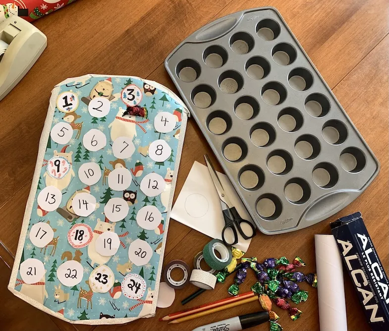 stuff needed to make your own advent calendar