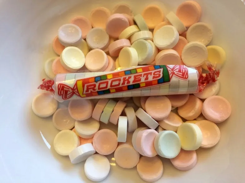 rockets candies in bowl