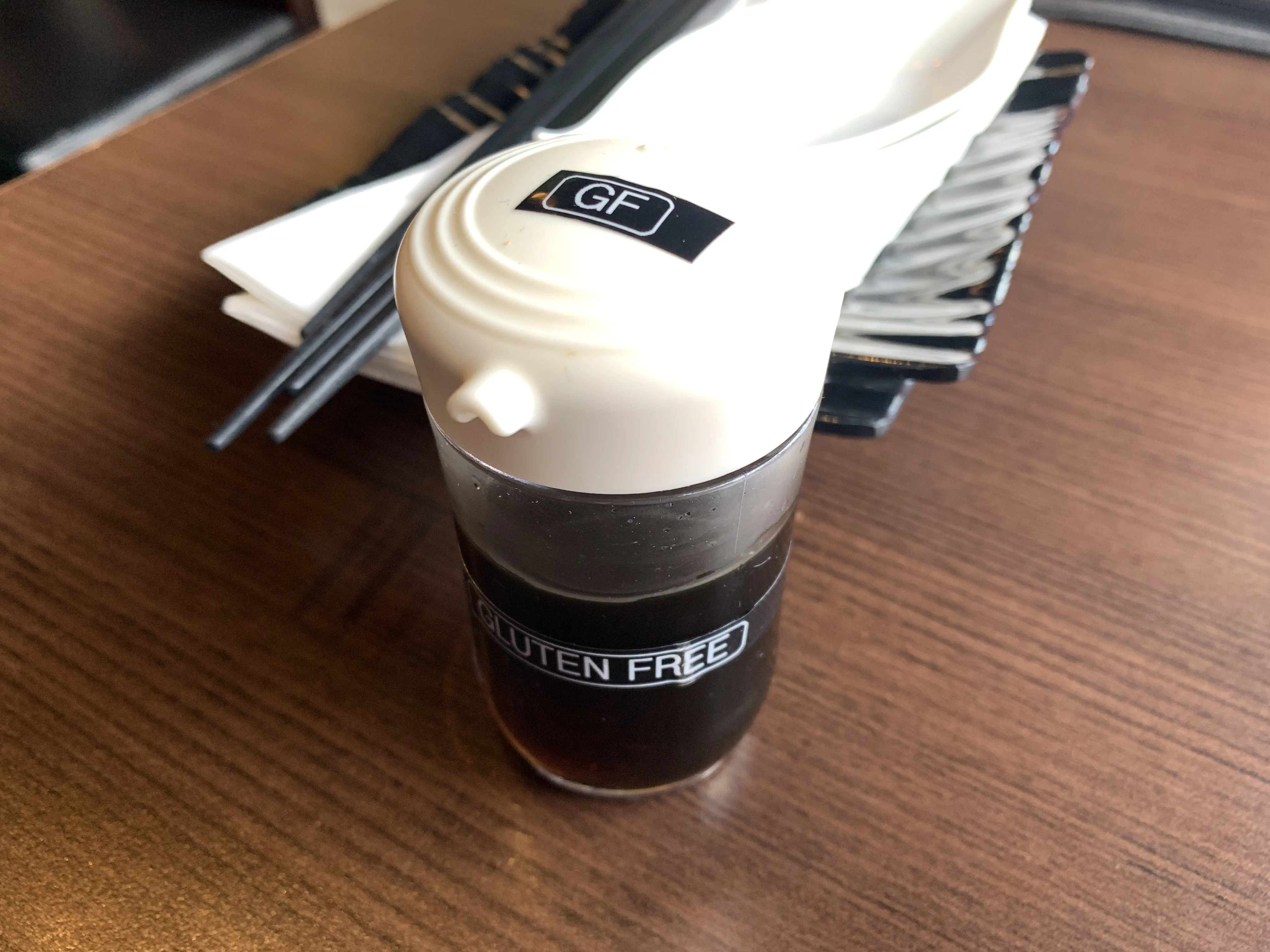 Sakura Sushi's gluten-free soya sauce