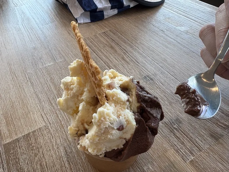 Vanilla with caramel bits and chocolate