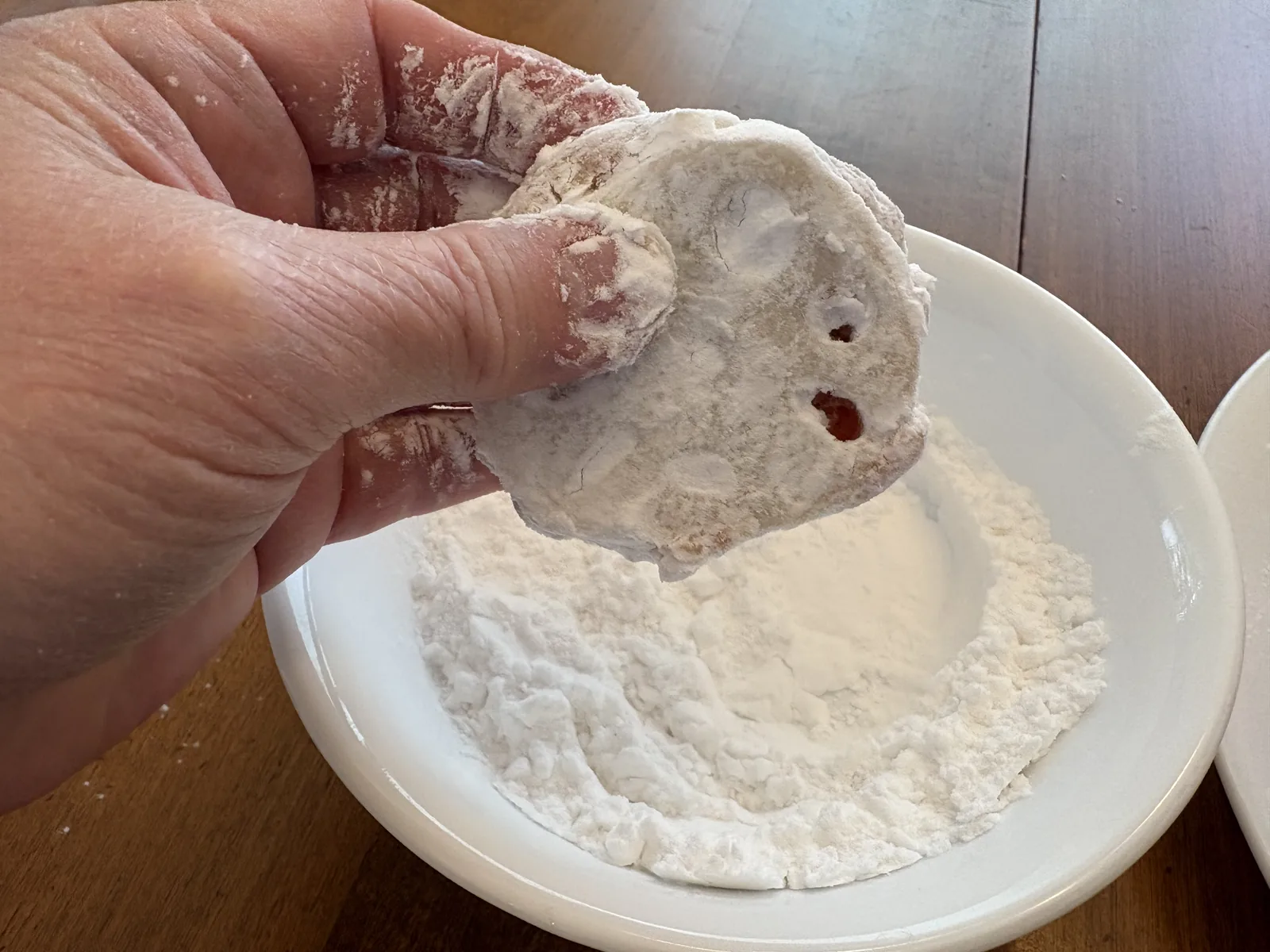 potato starch dusted stuffed renkon